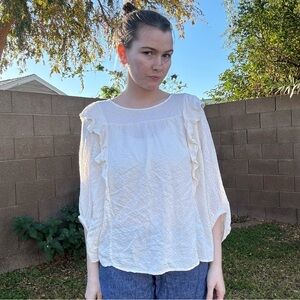 H&M Cream Ruffle Blouse
